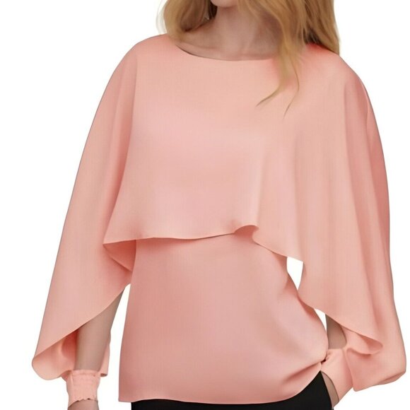 DKNY Womens Smocked Drapey Top Blouse Shirt - Picture 7 of 7